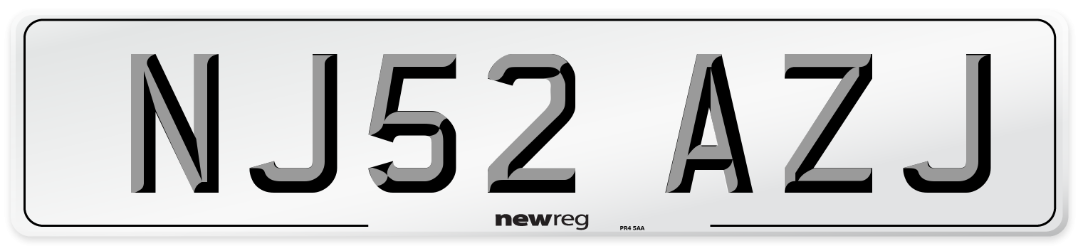 NJ52 AZJ Number Plate from New Reg